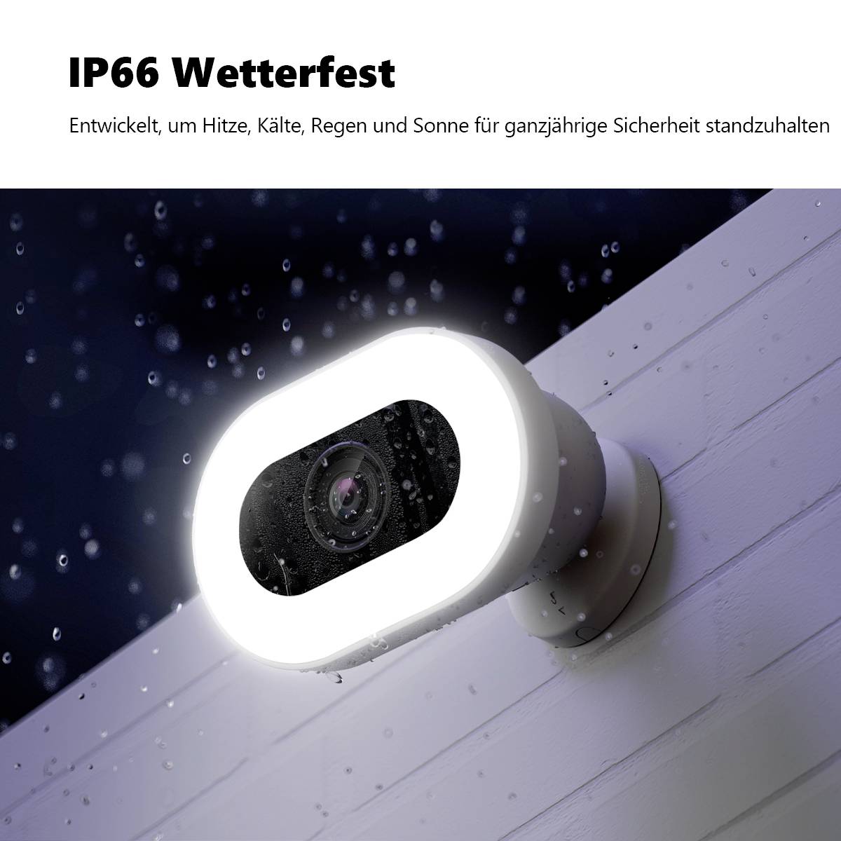 The camera is externally mounted and specifically designed for use in varying weather conditions (IP66).