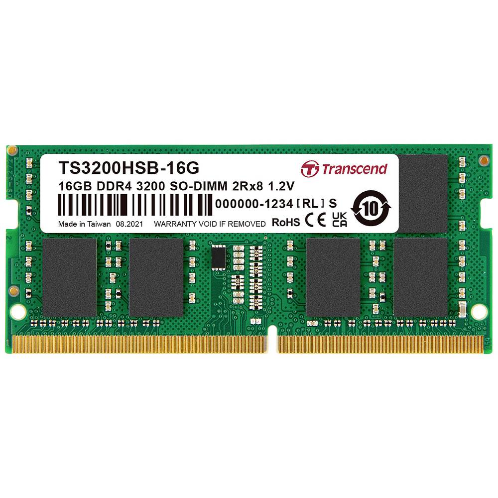 Transcend TS3200HSB-16G Laptop RAM card   DDR4 16 GB 1 x 16 GB Non-ECC 3200 MHz 260-pin SO-DIMM CL22 TS3200HSB-16G