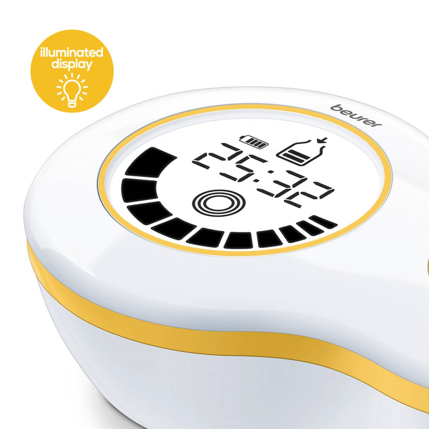 Digital kitchen timer with illuminated display, showing a time of 25 minutes and 32 seconds.