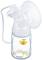 Electric breast pump with transparent container, yellow bee motif and floral pattern. Suitable for facilitating breastfeeding.