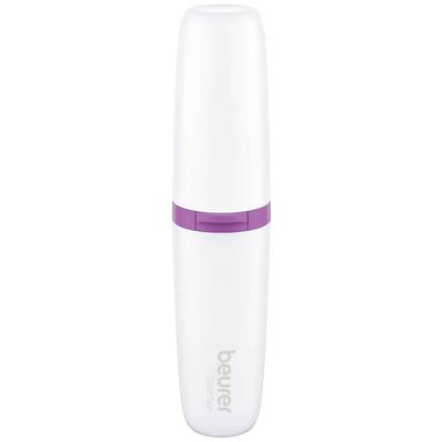 A white, cylindrical device with a purple band in the middle, marked with 'beurer SoftSkin', likely a skincare instrument.