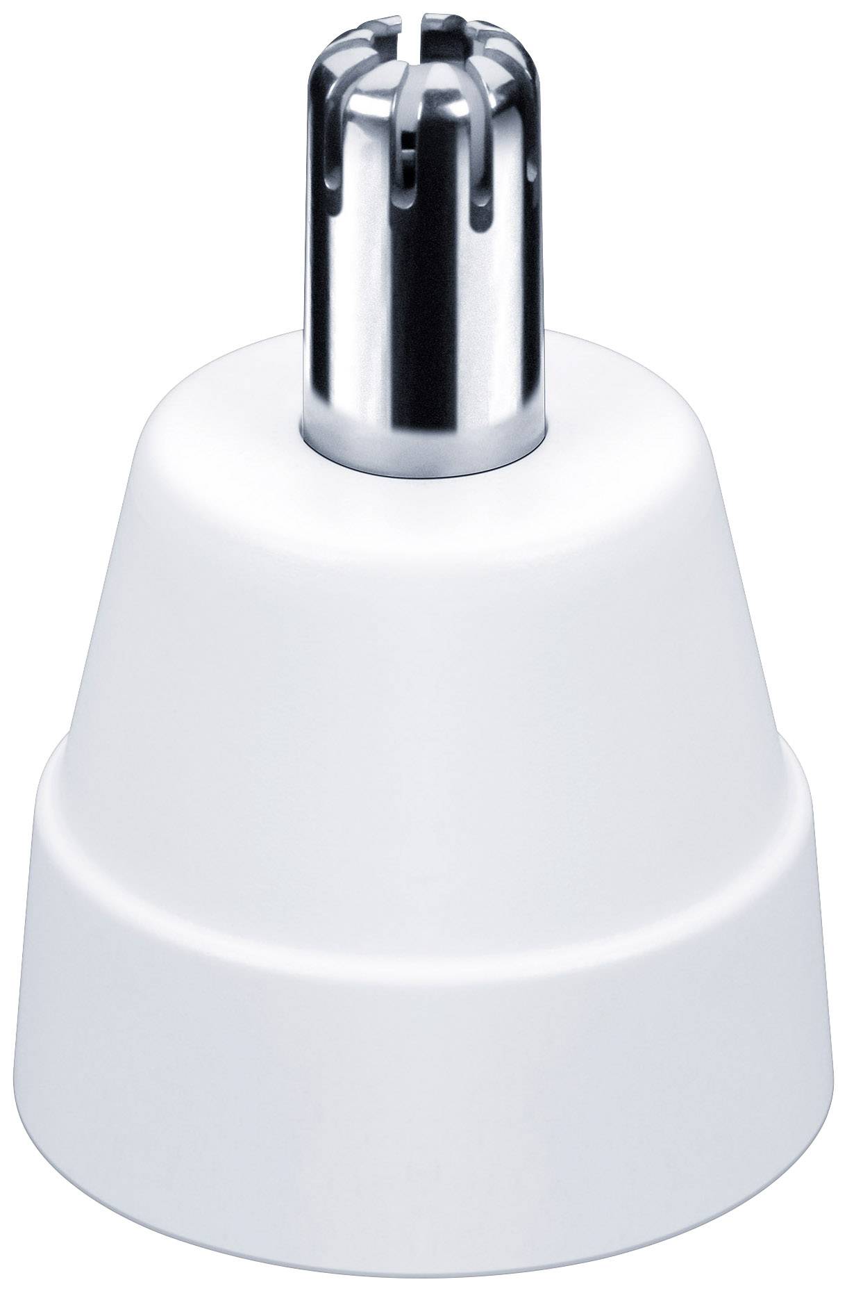 Plastic cap with an attached silver metallic rotary mechanism, possibly part of a valve or closure.