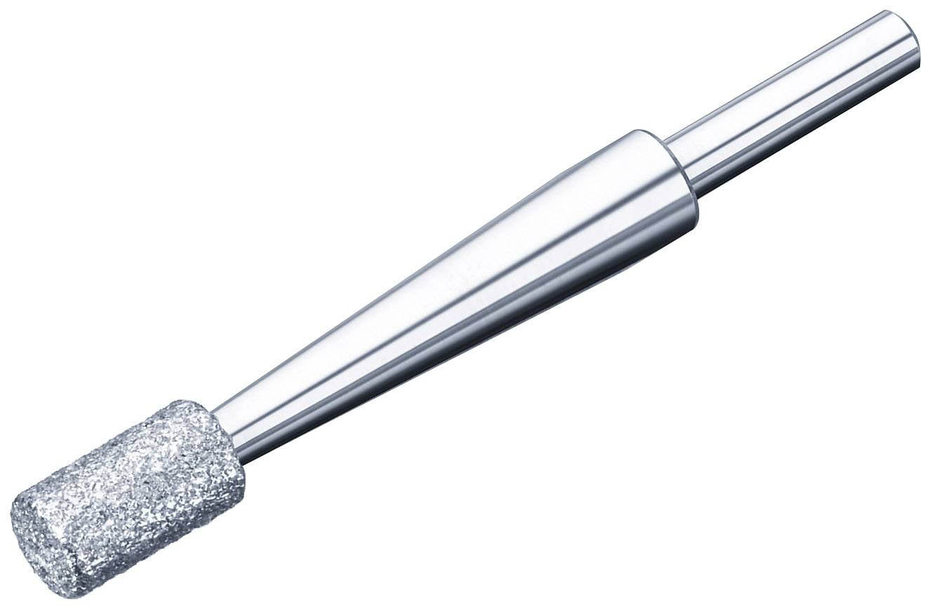 A silver, cylindrical drill bit with a coarsely grained tip, suitable for precision work in metal or woodworking.