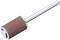 A cylindrical grinding attachment with a brown, granular surface and silver shaft, used for grinding and polishing.