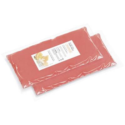 Two orange cool packs in a transparent plastic packaging are stacked on top of each other. The front pack has a label with product information.