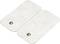 Two rectangular white electrode pads with round metal contacts in the corner, for use in medical or therapeutic applications.
