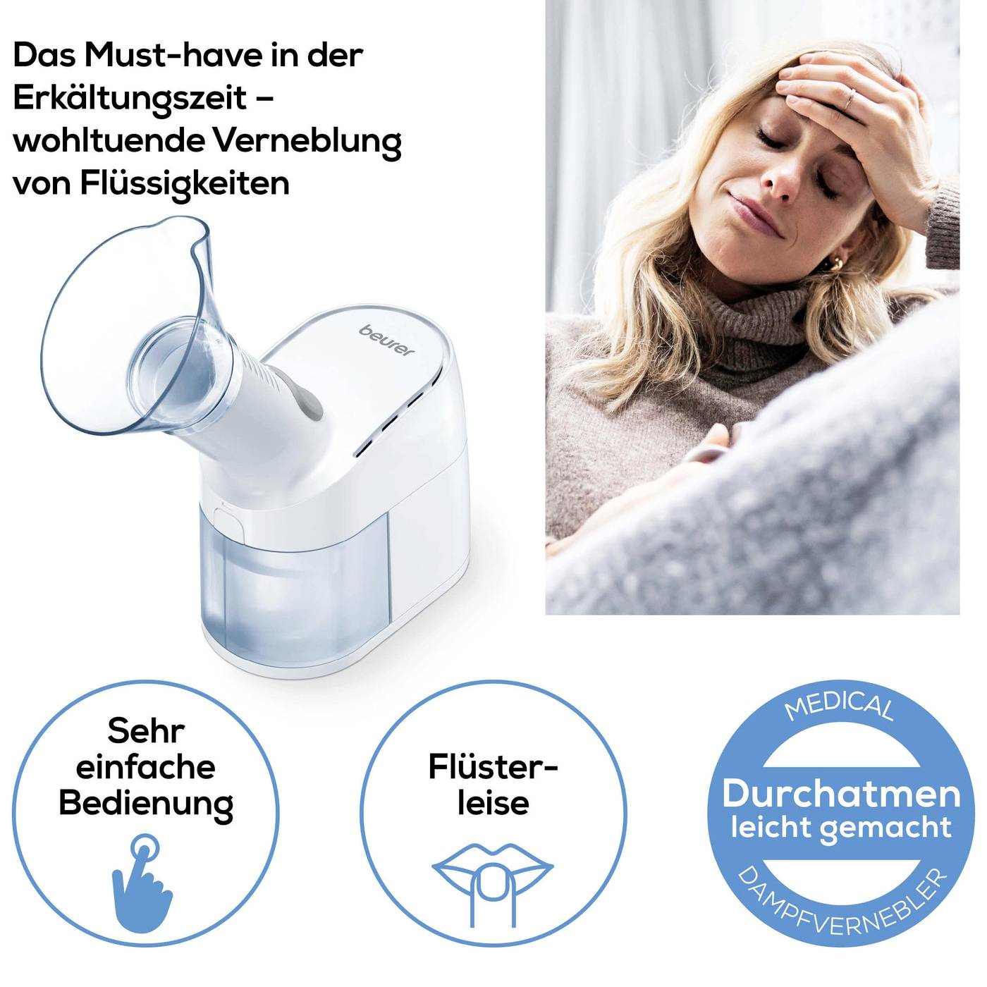 Beurer SI 40 Inhaler Mask, Mouthpiece, Nose piece-1