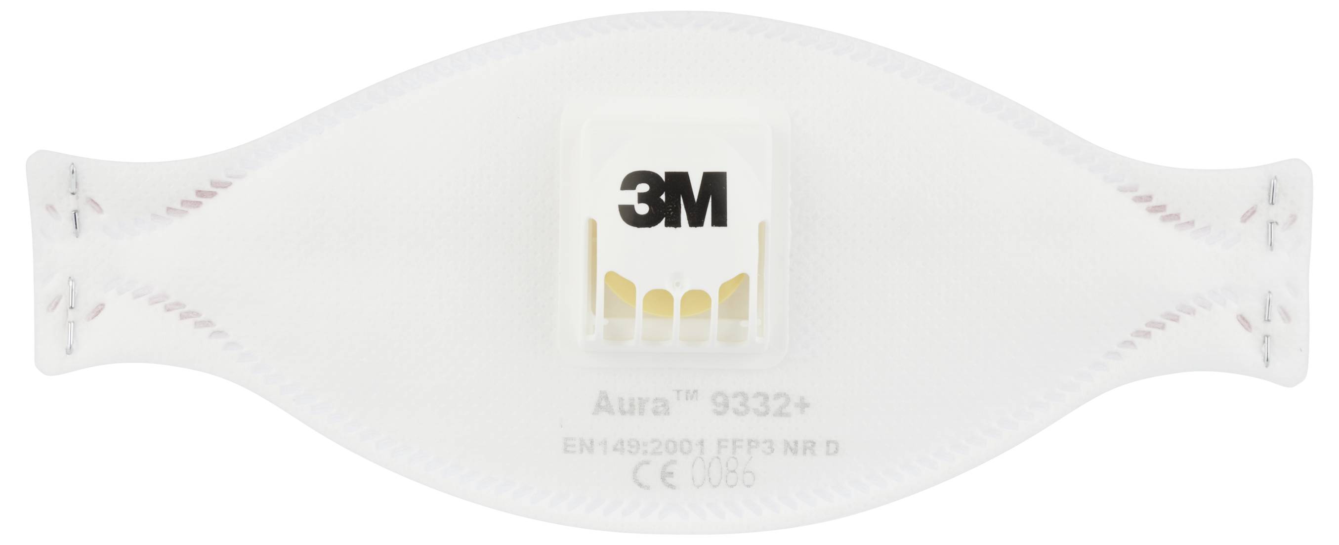 3M Aura 9332+ Respiratory Face Mask with Valve, White. Suitable for protection against particles.