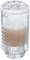 A transparent water filter contains two layers: a white one on top and an orange one at the bottom.