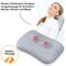'Woman relaxing with Shiatsu massage device. Text: Shiatsu multi-talent: Relaxation massage for shoulders, neck, back and legs.'