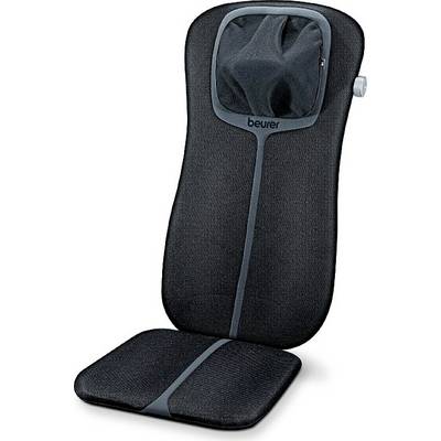Massage seat cushion in black with grey accents, designed for ergonomic relaxation and back support.