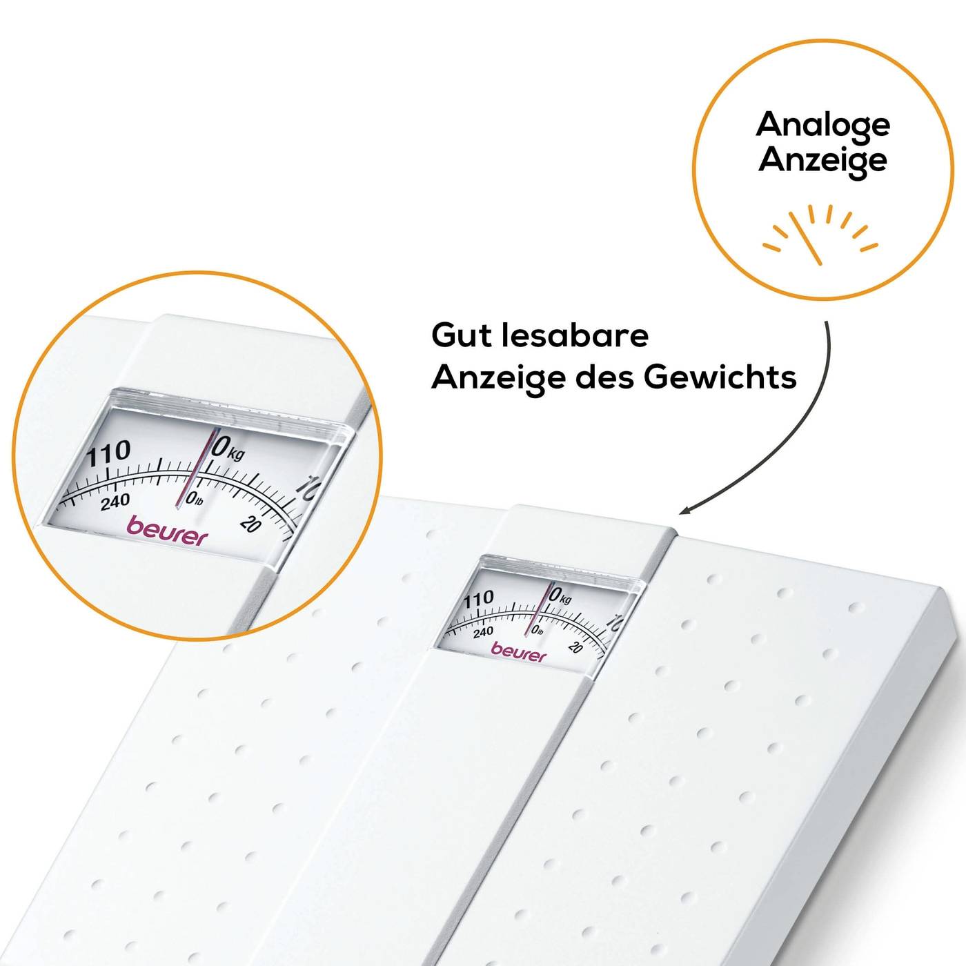 Beurer MS 01 Analog bathroom scales Weight range=120 kg White