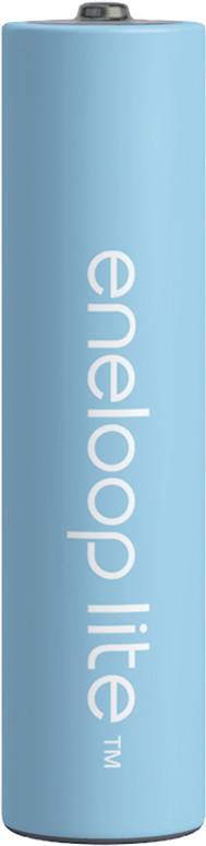 Blue AA battery with 'eneloop lite' inscription, vertically positioned.