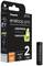 Black Panasonic eneloop pro AAA battery and packaging with inscription 'Capacity 930 mAh, Recharge up to 500 times'. Packaging shows sustainability symbols.