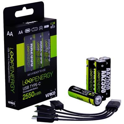 Verico LoopEnergy USB-C AAA battery (rechargeable) Li-ion 600 mAh 1.5 V 4  pc(s)