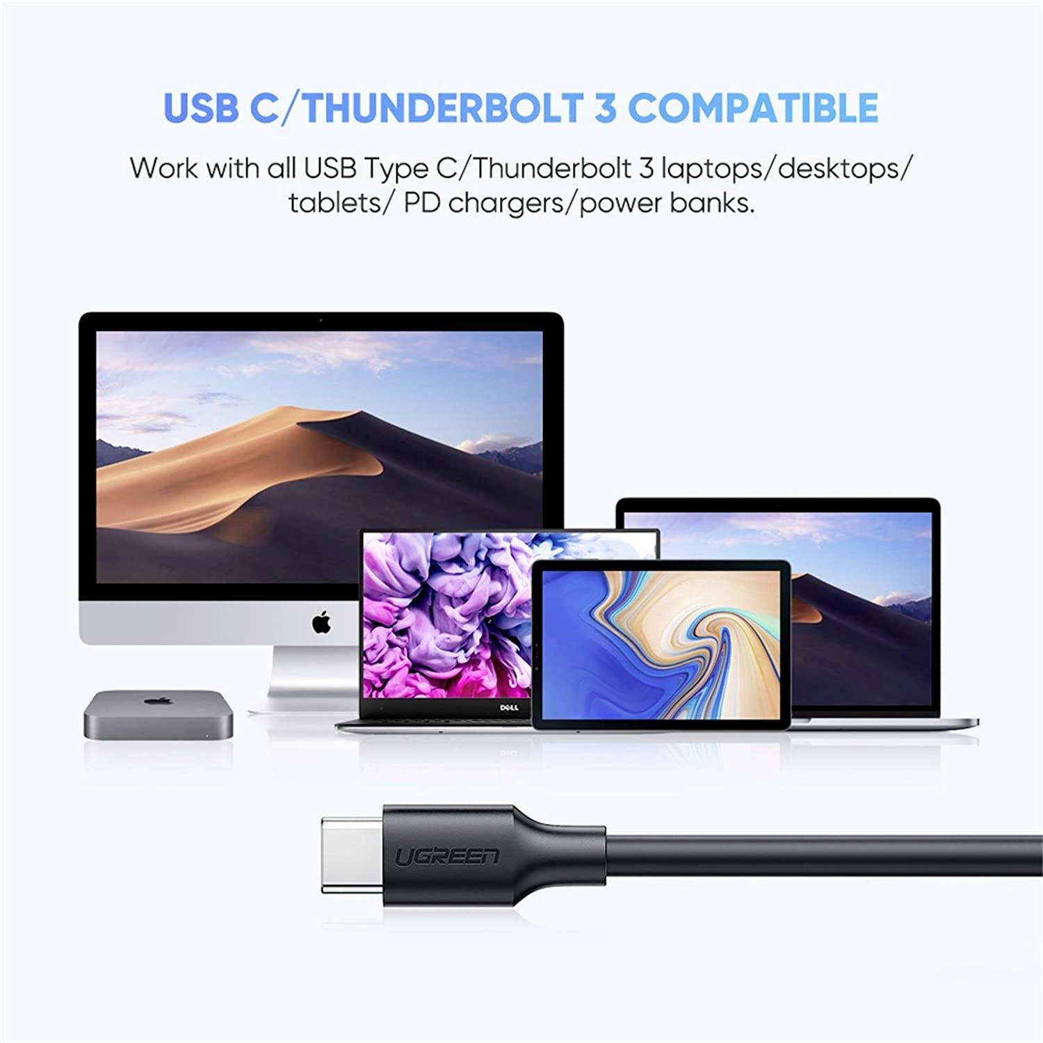 UGREEN USB cable USB-C® plug, USB Micro-B plug 1.00 m Black 20103-3