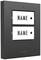 Black doorbell nameplate with two name fields, white background and doorbell symbols to the right of each field.