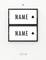 Two white doorbell plates with the inscription 'NAME' and a bell symbol.