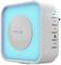 A square, illuminated device with blue backlighting and control buttons on the side. Suitable for room fragrance diffusion.