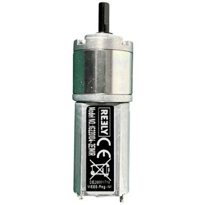 An electric motor with a visible black cable on top. CE and waste bin symbols, along with a model number, are visible on the housing.