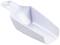 Plastic scoop with a short handle, ideal for scooping dry materials. Simple design, white colour.