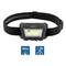 A black head torch with an adjustable strap and LED light. Symbols show '300 lumens' brightness and 'up to 6 hours' runtime.