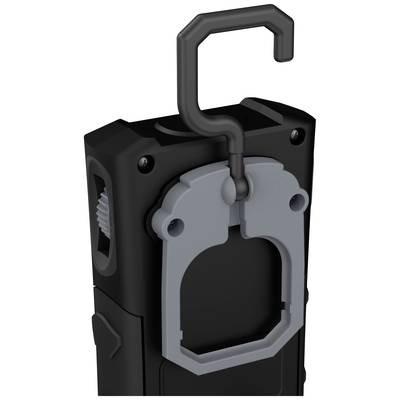 Black electronic device with a grey tick mark at the top. The tick is curved upwards. The device has a robust casing design.