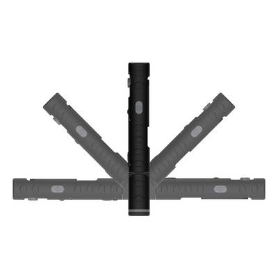 Black vertically oriented portable device with buttons, depicted from multiple angles. Functions as a portable electronic tool.