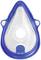 Clear plastic mask with a blue frame, likely for medical applications.