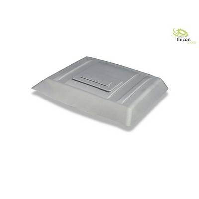 A rectangular plastic object with a raised rectangular surface in the centre. The logo 'thicon models' is located in the top right corner.