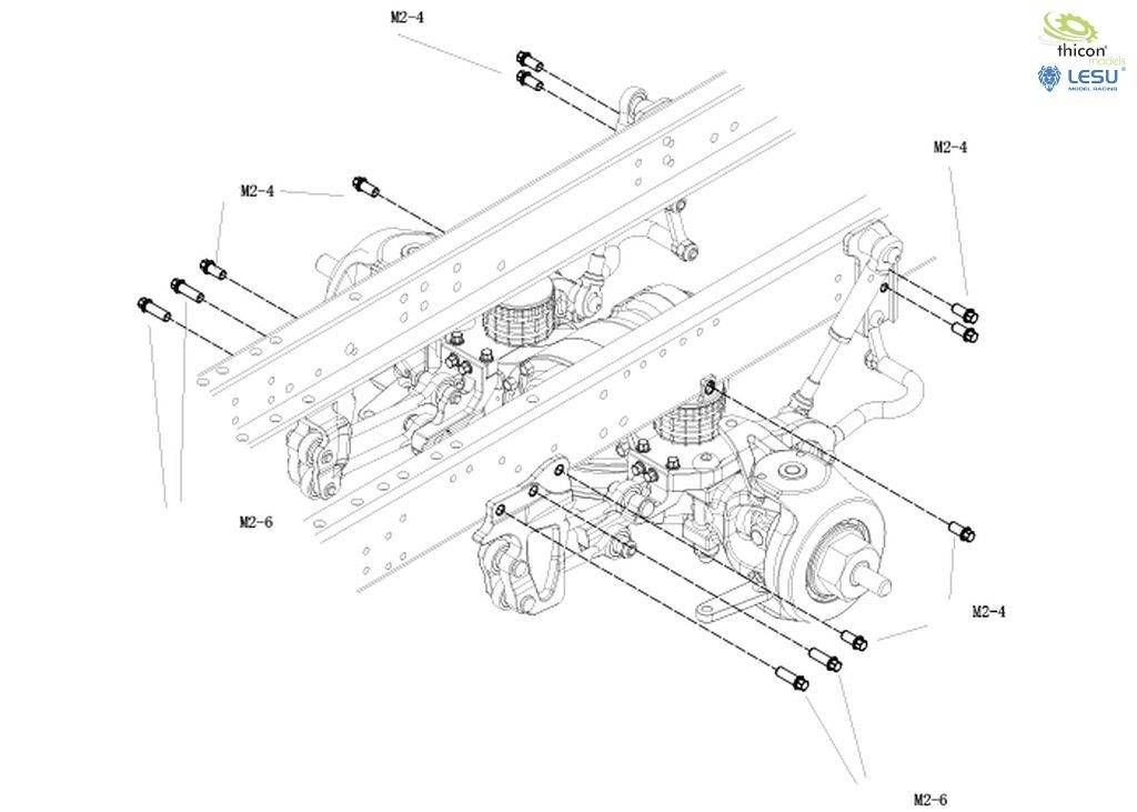 Exploded diagram of a technical device with screws and components, labelled with M2-4 and M2-6, showing assembly details.