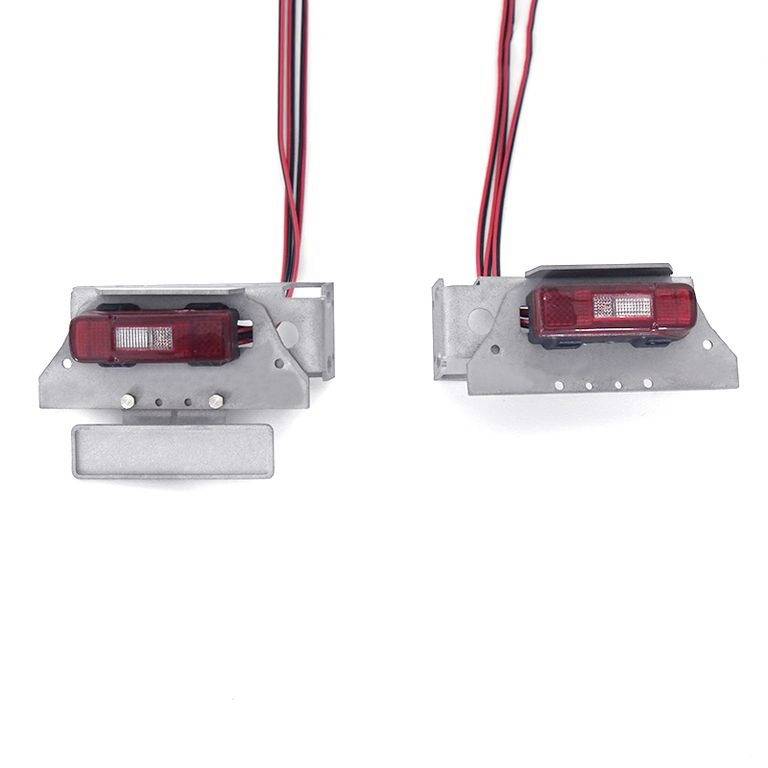 Two LED rear lights with cables, mounted on metal brackets. They are suitable for models or RC vehicles.