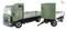 Green model lorry with trailer on white background, brand logo 'thicon models' in top right corner.