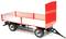 Lorry trailer in red and silver with black wheels.