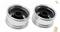 'Two silver rims with black centre sections, symmetrically positioned side by side, on a white background.'