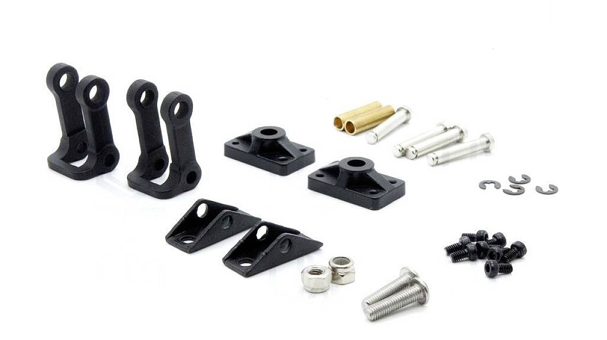 Several metal and plastic components, including screws, nuts and mounting brackets. Purpose unclear.