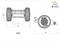 Technical drawing of an axle with two tyres, dimensions and weight specification '20KG'. Logo in top right corner.