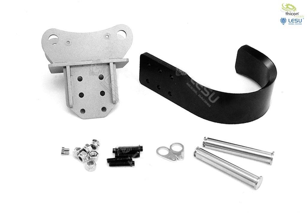 Metal parts and screws in various shapes and sizes, likely accessories or a mounting set. Contains brackets and bolts.