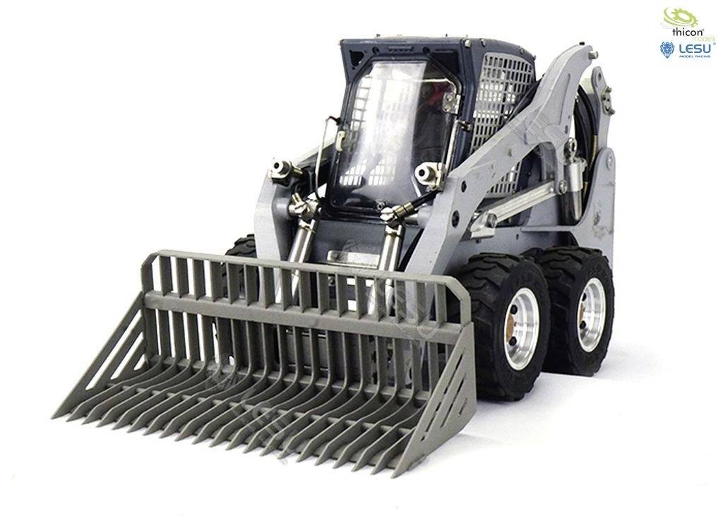 Compact wheeled loader with bucket and robust design, suitable for construction and earthworks. Detailed model with realistic elements.