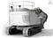 A model excavator with a metallic casing on tracks. Railings are attached on top. The 'LESU' logo is visible.