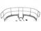 Metal handrail with a curved design, including mounting hardware, on a white background.