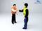 Two miniature figures shake hands, wearing high-visibility vests. The one on the left is orange, the one on the right is yellow with reflective strips. Logo in the top right corner 'WEDICO-models'.
