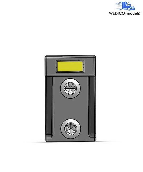 Technical drawing of a rectangular part with two screws. The WEDICO-models logo is shown in the top right corner.