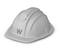 A white safety helmet with the letter 'W' on the front.