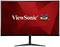 A ViewSonic computer monitor with a red background, featuring the ViewSonic logo and three colourful birds.