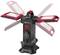 Portable LED work light with foldable, rotating arms for flexible illumination, central power socket on the front.