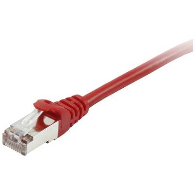 Red network cable with RJ45 connector, used for network connections in computer networks.