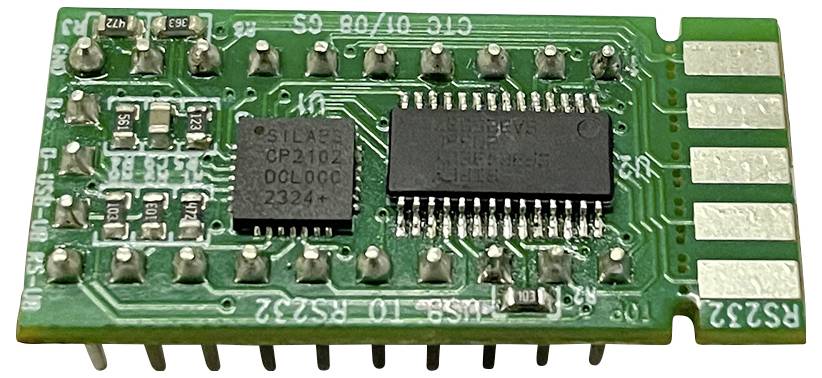 A green electronic circuit board with multiple integrated circuits and solder points, possibly for a technical device.