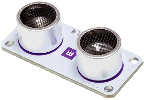 Two metal cylinders on a rectangular circuit board that can be used for distance measurement.