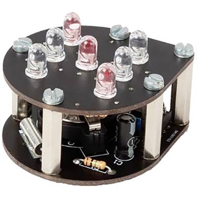 An oval diode socket with multiple LED lamps on two levels. The lower level displays electronic components, including resistors and capacitors.